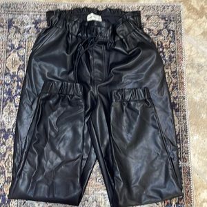 Abercrombie & Fitch black faux leather jogger - woman’s small